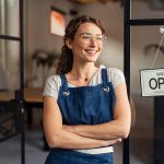 Entrepreneur in front of newly opened store